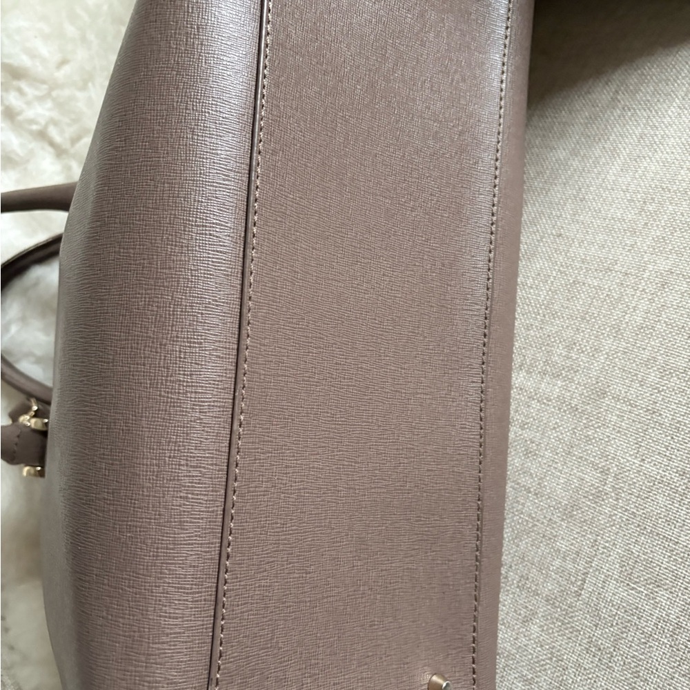 Furla Taupe Brown Saffiano Leather Satchel - Picture 4 of 8